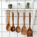 Wooden Kitchen Utensils Set, 5 PCs Natural Acacia Wooden Cooking Spoons Set - Image 3
