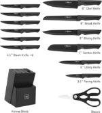Knife Set, 15 Pcs Kitchen Knife Set with Block Self Sharpening - Image 3